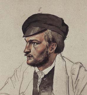 <b>Wilhelm Schulz</b>, teilaquarellierte Bleistiftzeichnung von Carl Sandhaas, <b>...</b> - w_schulz_klein